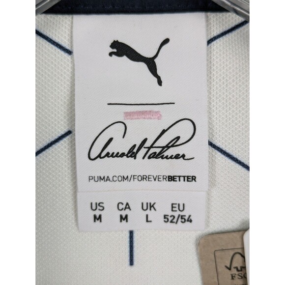 Arnold Palmer X Puma Geo Golf Polo Shirt Mens Medium Cloudspun White Blue - Picture 4 of 16